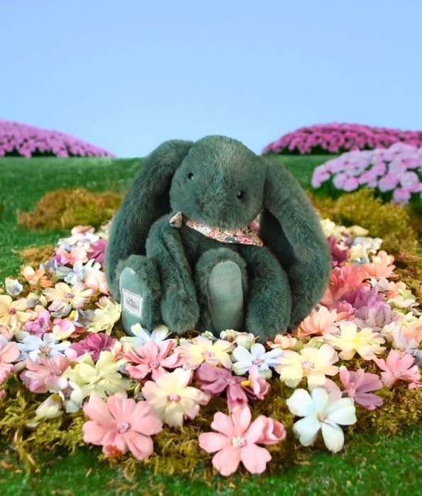 Doudou och Kompani - Plyschkanin Fleurs gröna 25 cm