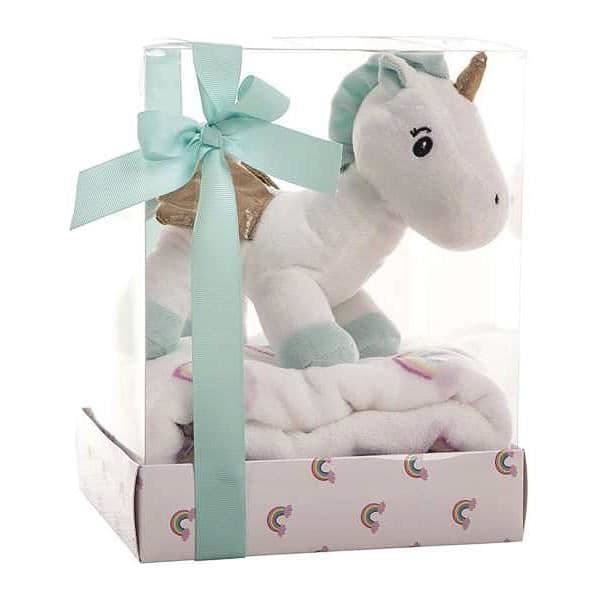 Unicron Unicorn plyschleksak för barn - XYZ - 26 cm - Filt ingår