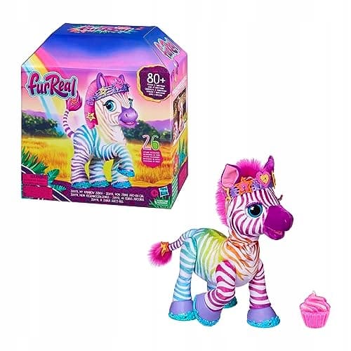 ÆGTE PELS MIN REGNBUE ZEBRA ZENYA MIN REGNBUE ZEBRA INTERAKTIV MASKOT