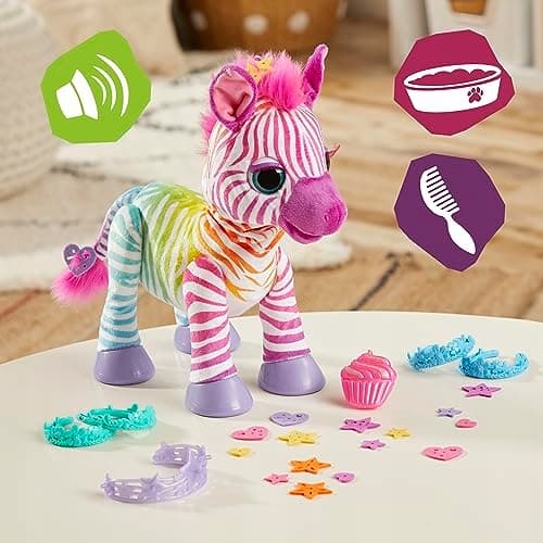 ÆGTE PELS MIN REGNBUE ZEBRA ZENYA MIN REGNBUE ZEBRA INTERAKTIV MASKOT