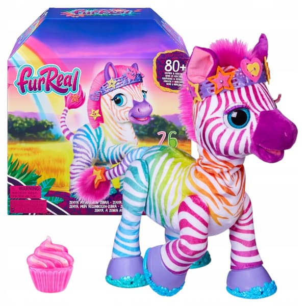 ÆGTE PELS MIN REGNBUE ZEBRA ZENYA MIN REGNBUE ZEBRA INTERAKTIV MASKOT