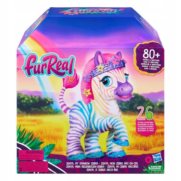 ÆGTE PELS MIN REGNBUE ZEBRA ZENYA MIN REGNBUE ZEBRA INTERAKTIV MASKOT