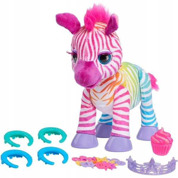 ÆGTE PELS MIN REGNBUE ZEBRA ZENYA MIN REGNBUE ZEBRA INTERAKTIV MASKOT