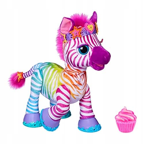 ÆGTE PELS MIN REGNBUE ZEBRA ZENYA MIN REGNBUE ZEBRA INTERAKTIV MASKOT