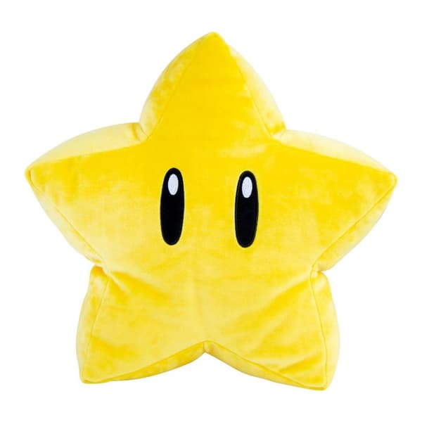 Mocchi-Mocchi Point Mega Super Star Plyschleksak 30 cm - TOMY - Super Mario - Vit - Gul - Inredning