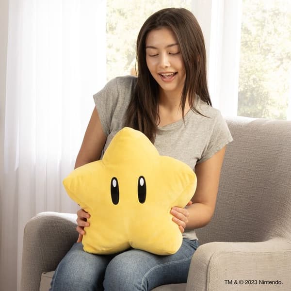Mocchi-Mocchi Point Mega Super Star Plyschleksak 30 cm - TOMY - Super Mario - Vit - Gul - Inredning