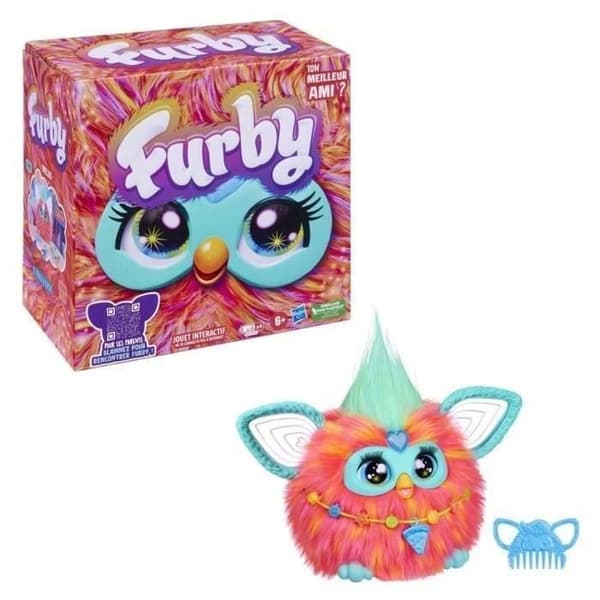 Coral Furby, 15 tillbehör, interaktiv plyschleksak för flickor och pojkar, röstaktiverad animatronik, från 6 år och uppåt