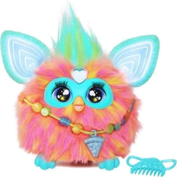 Coral Furby, 15 tillbehör, interaktiv plyschleksak för flickor och pojkar, röstaktiverad animatronik, från 6 år och uppåt