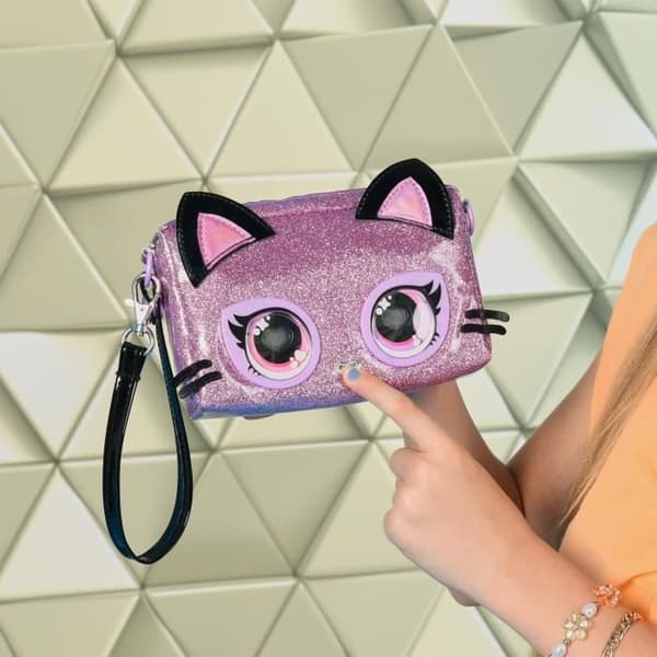 PURSE PETS - Kattungepåse - Rosa glitter - Ljusfunktion - Batterier medföljer