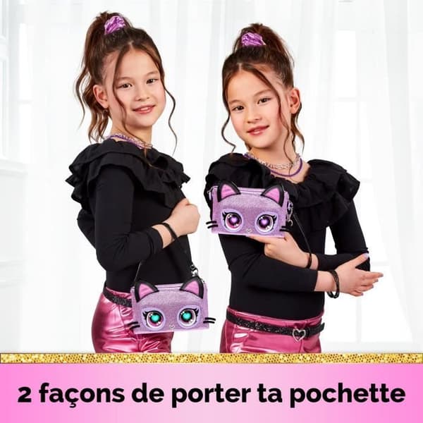 PURSE PETS - Kattungepåse - Rosa glitter - Ljusfunktion - Batterier medföljer