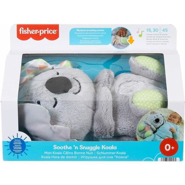 Fisher-Price My Koala Cuddles Good Night Lugnande babyplyschleksak med andningsrörelse, vitt brus, musik och ljus,