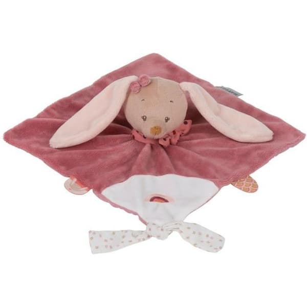 NATTOU Fyrkantigt täcke Pauline kanin - 27 x 27 x 5 cm - Från födseln - 100% polyester - Rosa