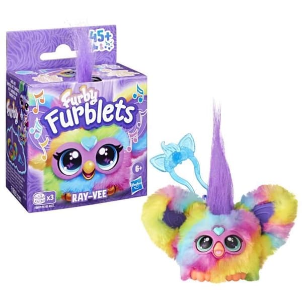 Furby Furblets Ray-Vee Electro, mini elektronisk plyschleksak för flickor och pojkar från 6 år och uppåt