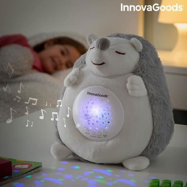 Hedgehog Plyschleksak med vitt brus och Spikey Night Light - InnovaGoods - Svart - One Size