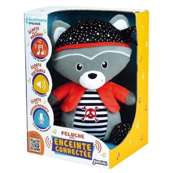 Mjuk leksak - JOHN THE RACCOON - Bluetooth - 20 cm - Ansluten högtalare - Blandat