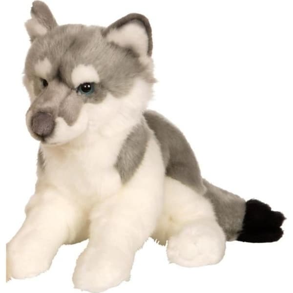 GIPSY Liggande Wolf Plyschleksak 30 cm Grå - Blandat - Från födseln - Levereras individuellt