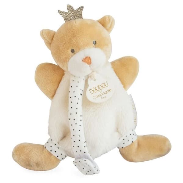 DOUDOU ET COMPAGNIE Ours petit roi - Gosleksak med nappklämma
