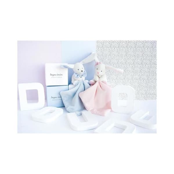 Doudou Kaninnäsduk - DOUDOU ET COMPAGNIE - Rosa - Flicka - Födelse - Plysch 10cm - Blommalåda