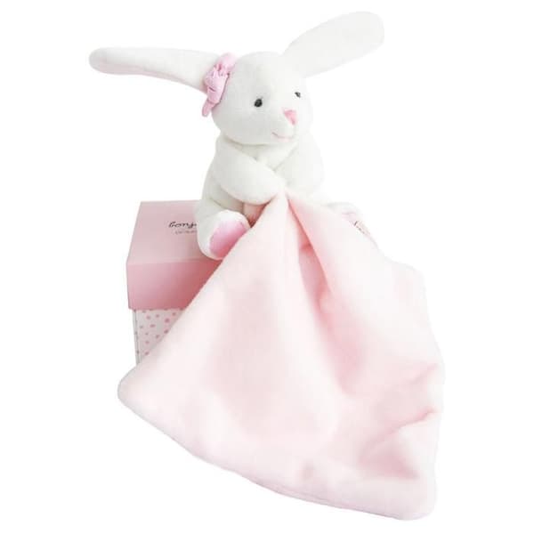 Doudou Kaninnäsduk - DOUDOU ET COMPAGNIE - Rosa - Flicka - Födelse - Plysch 10cm - Blommalåda