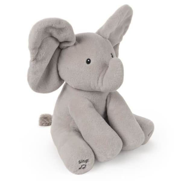 Plysch - GUND - Flappy the elephant - Animerad och sjungande - Grå