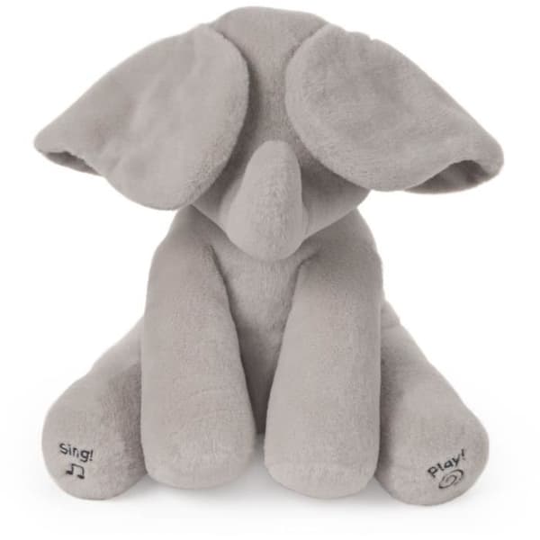 Plysch - GUND - Flappy the elephant - Animerad och sjungande - Grå