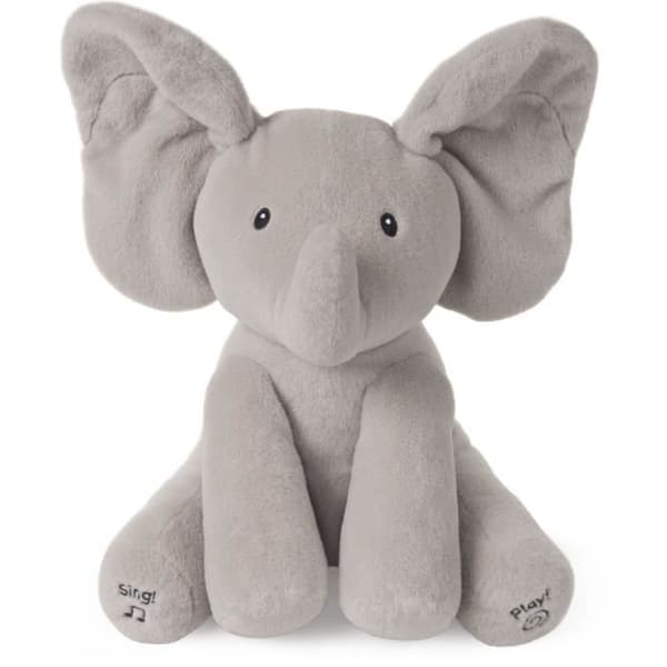 Plysch - GUND - Flappy the elephant - Animerad och sjungande - Grå