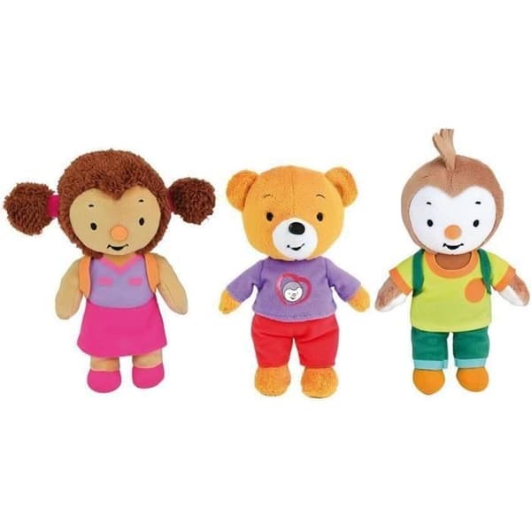 T'CHOUPI Massa av 3 Lalou, Pilou och T'choupi mjuka leksaker +/- 19 cm