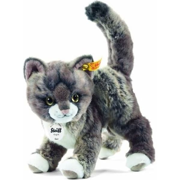 Kitty Cat Plyschleksak - STEIFF - Grå/Beige - 25 cm - Kan tvättas i maskin
