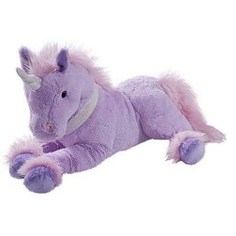 Liggande enhörningsmjuk leksak - Plysch - Lila - L.50 x H.26 cm - För barn från 3 år