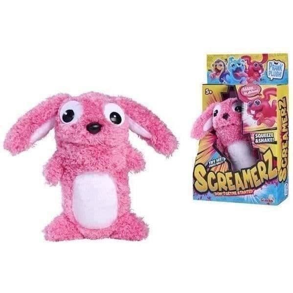 Smoby - Screamerz - Rolig interaktiv plysch - Kanin - 27 cm - Ljud när man skakar den eller trycker på knappen