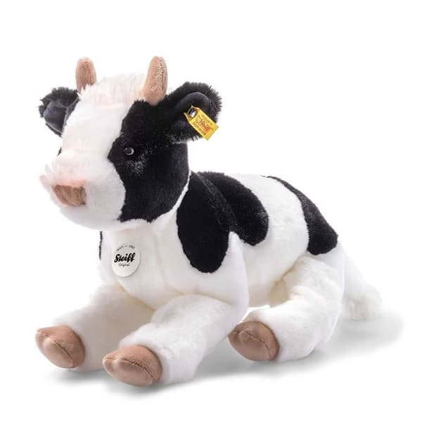 Plyschleksak - STEIFF - Svart/Vit ko 32 cm - Gosig mjukis - För barn
