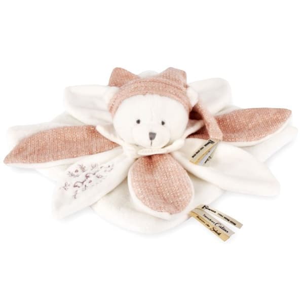 Doudou platt med petaler Björn Rosa