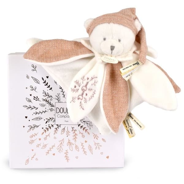 Doudou platt med petaler Björn Rosa