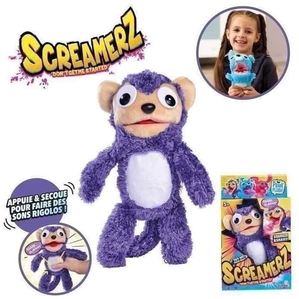 Smoby - Screamerz - Hauska interaktiivinen pehmolelu - Apina - 28 cm - Ääntää ravistettaessa tai painettaessa