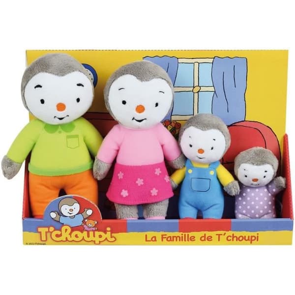 Familjelåda 4 Plysch - T'Choupi - Jemini - +/- 19 cm