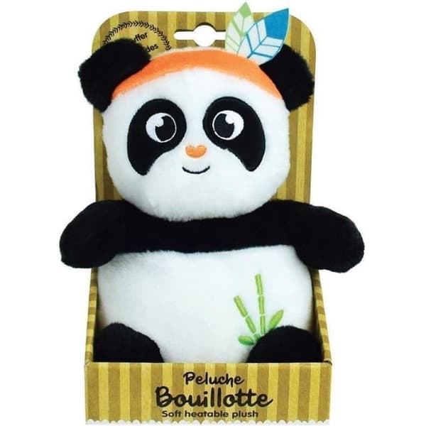 INDIAN PANDA kuumavesipullopehmolelu - JEMINI - K 21 cm - Valkoinen ja musta - Vauva