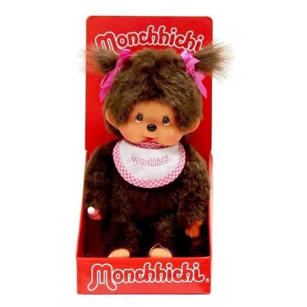 Monchhichi-tytön ruokalappu pinkki 20 cm