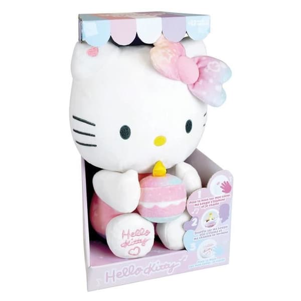 Hello Kitty Interaktiv Plysch Födelsedag +/- 26 cm - JEMINI - Interaktiv musik, ljus och skratt.