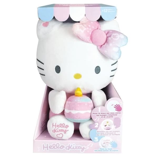 Hello Kitty Interaktiv Plysch Födelsedag +/- 26 cm - JEMINI - Interaktiv musik, ljus och skratt.
