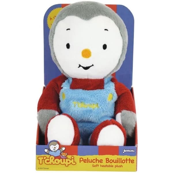 T'choupi pehmoinen kuumavesipullo +/- 21 cm mikrosavihelmillä - JEMINI - Lievittää vatsakipuja ja lämmittää.