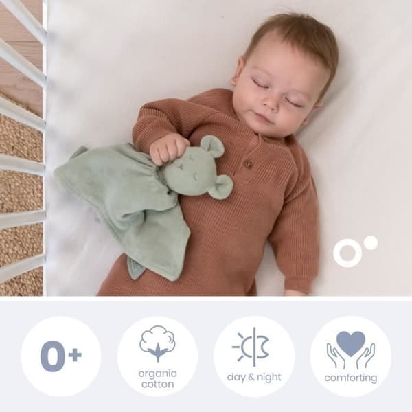 doomoo You&Me Babytäcke - Vändbart och bekvämt täcke - Utrustat med 2 delar för att transportera föräldrarnas doft, grönt