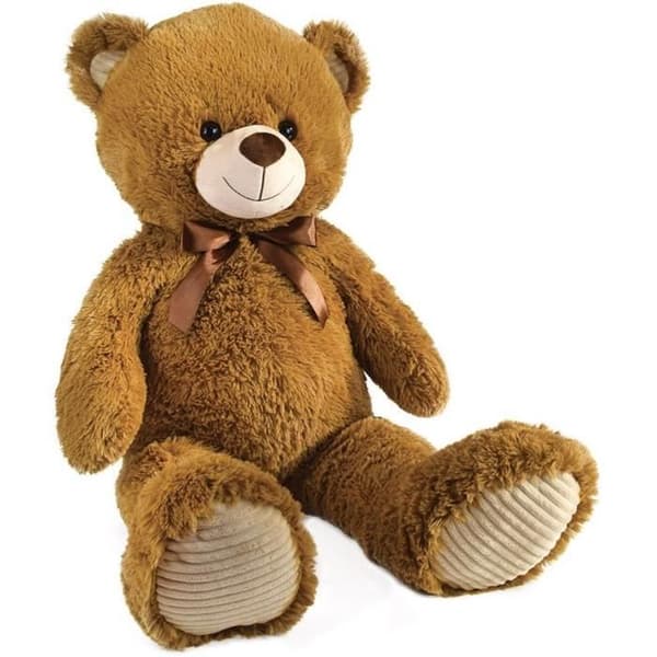 Brun nallebjörn med rosett +/- 100 cm - PLANET PLUSH - Vacker 1 meter nallebjörn i mjuk plysch.