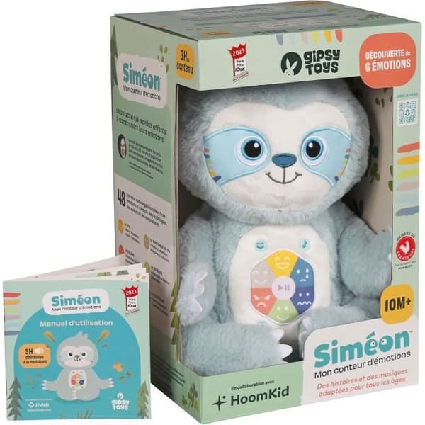 Gipsy Toys - Simeon, tunteideni tarinankertojani - Interaktiivinen musiikillinen pehmolelu ja tarinankertoja - 28 cm