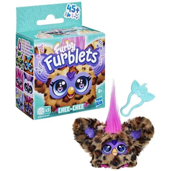 Furby Furblets Chee-Chee, Mini elektronisk kramdjur för flickor och pojkar, över 45 ljud, från 6 år, Hasbro