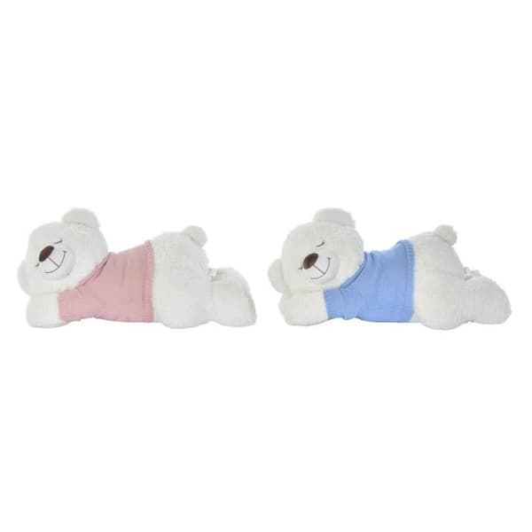 DKD Heminredning Blå Rosa Polyester Vit Liggande nallebjörn (2 enheter)
