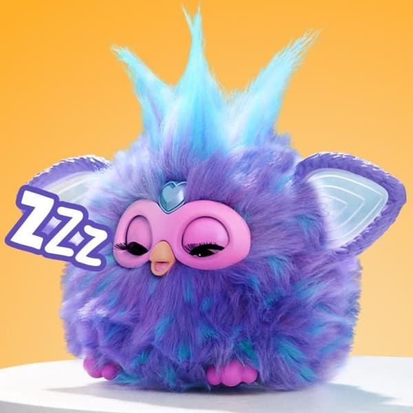 Purple Furby, 15 tillbehör, interaktiv plyschleksak för flickor och pojkar, röstaktiverad Animatronic, 6 år och uppåt
