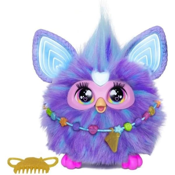 Purple Furby, 15 tillbehör, interaktiv plyschleksak för flickor och pojkar, röstaktiverad Animatronic, 6 år och uppåt