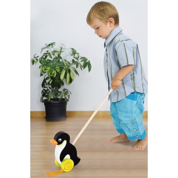 VIGA TOYS Skydelegetøj i træ – Pingvin