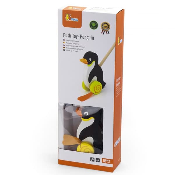 VIGA TOYS Skydelegetøj i træ – Pingvin
