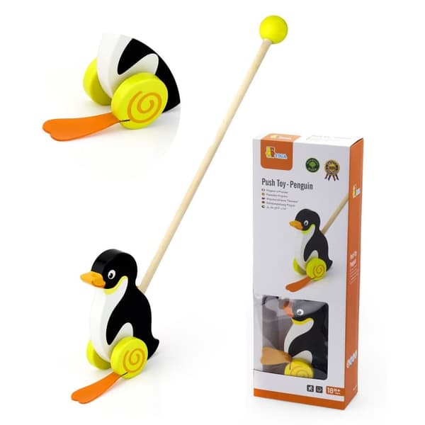 VIGA TOYS Skydelegetøj i træ – Pingvin